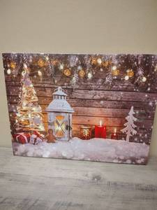 lot 434 image: Christmas Winter Scene Canvas Wall Art