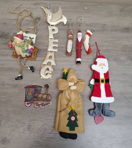 lot 446 image: Christmas Ornament Collection with Peace Sign and Santa Decorations