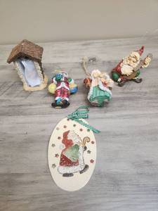 lot 471 image: Christmas Holiday Ornament Collection with Figurines and Decorative Outhouse