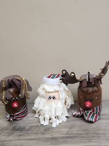 lot 497 image: Handmade Christmas Mason Jar Characters Set