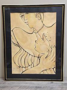lot 526 image: Carter Holman Dots 1972 Framed Drawing 29 inches X 23 inches