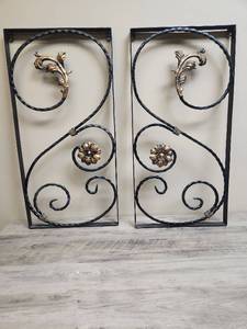 lot 533 image: Decorative Iron Wall Panels with Floral Motifs 28 inches X 14 inches - heavy