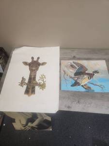lot 581 image: Wildlife Art Prints Collection - Giraffe and Waterfowl