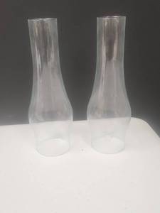 lot 587 image: Hurricane lamp chimneys  Set of 2