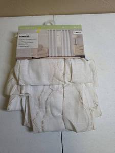 lot 627 image: Sonoma Monticito Embroidery Window Curtain Panels 2-Pack White