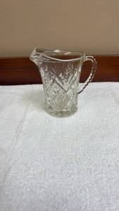 lot 734 image: Cut Crystal Glass Pitcher with Diamond Pattern