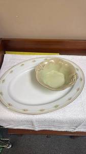 lot 741 image: Casa Stone Madeira Harvest Bowl and a Porcelain Oval Platter