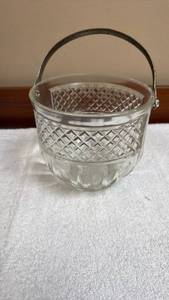lot 800 image: Cut Glass Ice Bucket with Silver Plated Handle