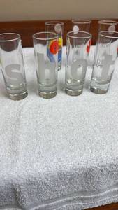 lot 808 image: Shot Glass Collection Set with Harley Davidson and Patron Tequila