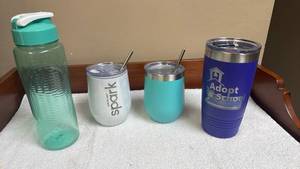 lot 837 image: Insulated Tumblers and Water Bottle Set with Straws
