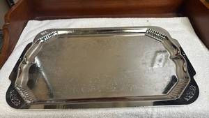 lot 854 image: Large Chrome Serving Tray with Decorative Border
