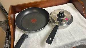 lot 859 image: T-fal Non-Stick Frying Pan with Stainless Steel Saucepan