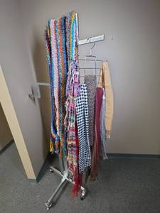 lot 1148 image: 7 womens scarves and one very long handmade knitted scarf  shawl