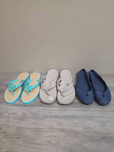lot 1161 image: 3 pairs womens Size 10 summer shoes and sandals including 2 pairs of crocs