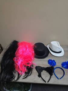 lot 1163 image: Halloween wigs,  hats and headbands
