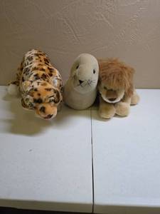 lot 1305 image: Plush Animal Collection - Leopard, Seal, and Lion Stuffed Toys