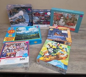 lot 1313 image: Jigsaw Puzzle Collection Lot - Multiple Brands and Themes