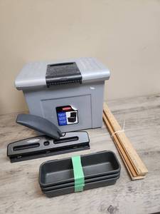 lot 1414 image: Rubbermaid Portable File Tote with Office Supplies Bundle