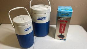 lot 1601 image: Coleman PolyLite Water Jugs with Air Pump Set