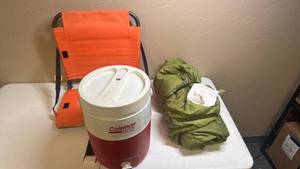 lot 1603 image: Coleman PolyLite2 Water Cooler with Camping Gear Bundle