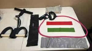 lot 1607 image: Home Fitness Equipment Bundle with Resistance Bands and Accessories