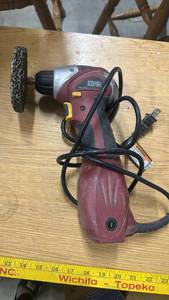 lot 1711 image: Chicago Electric Corded Drill with Cleaning Wheel Attachment