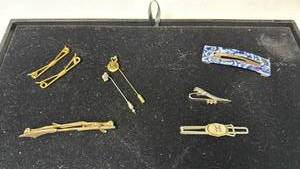 lot 256 image: Gold Tone Tie Clips and Stick Pins Collection