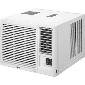 lot 53556 image: LG Electronics 12 000 BTU (11200 Heating BTU) Heat and Cool Window Air Conditioner  White  LW1221HRSM- Lot of 6