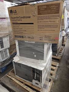 lot 53588 image: LG - 1,420 Sq. Ft. 24,000 BTU Smart Window Air Conditioner with 12,000 BTU Heater - White