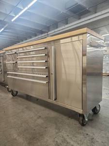 lot 53674 image: Trinity Mobile Stainless Steel Tool Box Workstation
