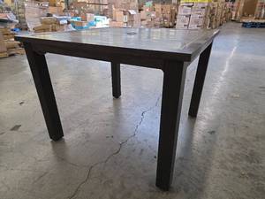 lot 19613 image: Dark Aluminum Square Outdoor Patio Dining Table with Umbrella Hole