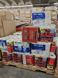 lot 53800 image: Wholesale Paper Towel Pallet Lot - Brawny and Sparkle Brand Mix