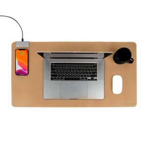 lot 53709 image: 180 count of new Limitless Deskpad Pro 10W Wireless Surface Mat with Cable - Tan