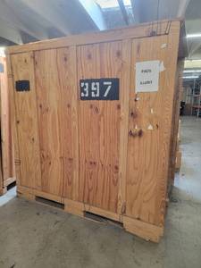 lot 53749 image: Large Wooden Storage Crate with Metal Hardware