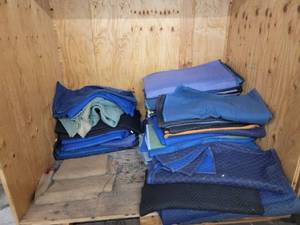 lot 53752 image: Large Wooden Storage Crate with Metal Hardware - 14 Full with Moving Blankets and Furniture Pads Bundle