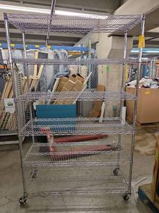 lot 197847 image: Commercial Wire Shelving Unit with Wheels