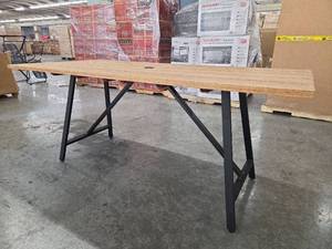 lot 197852 image: Industrial Wood Dining Table with Black Metal Base