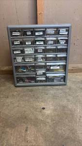 lot 51819 image: Small Parts Storage Cabinet with Multiple Clear Drawers - Retail $25