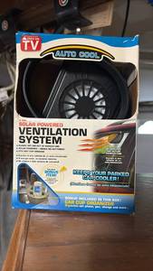 lot 51843 image: Auto Cool Solar Powered Car Ventilation System with Cup Organizer - Retail $15