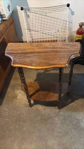 lot 51881 image: Traditional Half Moon Console Table with Turned Legs - Retail $75