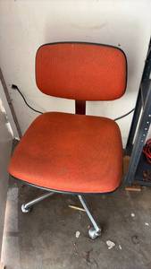 lot 51930 image: Orange Fabric Swivel Office Chair with Chrome Base - Retail $75