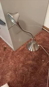 lot 51949 image: Adjustable Chrome Desk Lamp with Flexible Neck - Retail $25