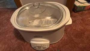 lot 51993 image: Rival Crock-Pot Stoneware Slow Cooker with Glass Lid - Retail $15