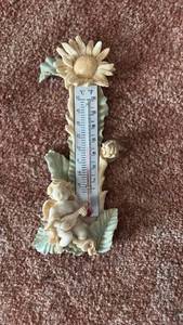 lot 52021 image: Cherub Angel Sunflower Wall Thermometer - Retail $15