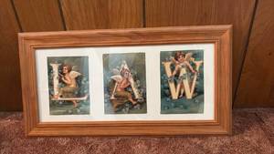 lot 52025 image: Framed Angel Cherub Art Print with Letters L A W - Retail $15