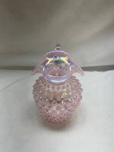 lot 653 image: Fenton Iridescent Pink Glass Hobnail Perfume Bottle