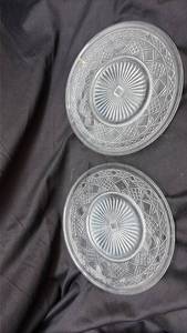lot 632 image: 2 Pressed Glass Plates with Geometric Pattern