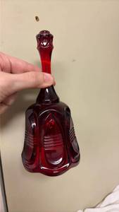 lot 723 image: Fenton Red Crystal Glass Decorative Bell - Cadmium Glow