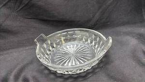 lot 724 image: Pressed Glass Nappy Bowl with Handles - Manganese Glow
