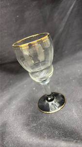 lot 726 image: Mini Gold Rimmed Wine Glass - Manganese Glow